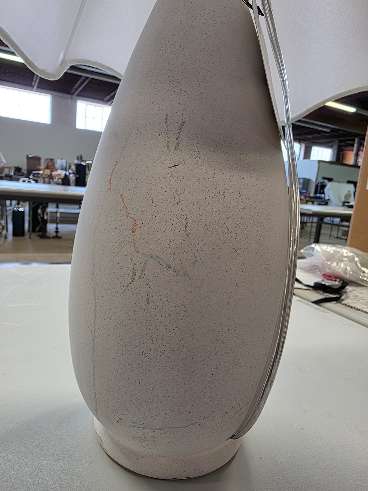 Wavy Shade Collection with Ceramic Base Table Lamp White - Threshold™  AS-IS PICKUP ONLY