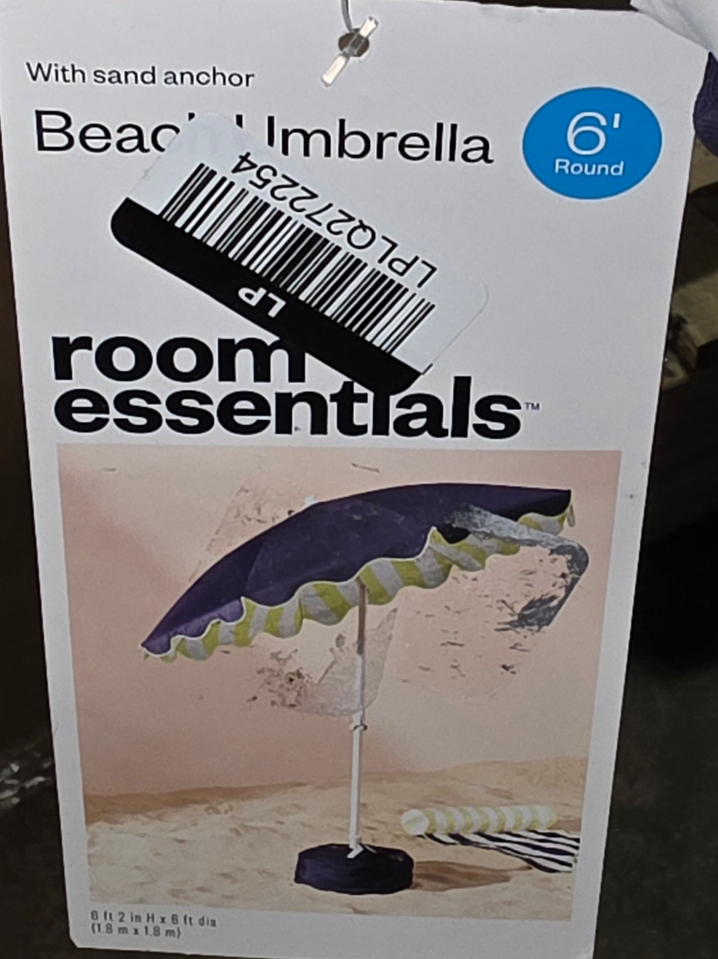 6' Round Beach Umbrella Navy Blue - Room Essentials™ PICKUP ONLY