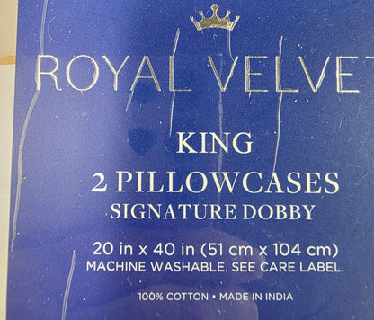 Royal Velvet Dobby Stripe Pillowcase Pair - King / Navy