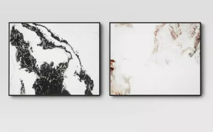30" x 24" 2pk Marble Framed Printed Canvases Black/Tan - Threshold™: Abstract Digital Art, AS-IS PICKUP ONLY