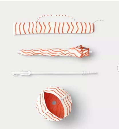 6' Round Striped Beach Umbrella Orange - Room Essentials™ PICKUP ONLY