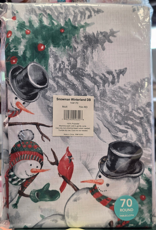 Snowman Winterland Tablecloth - 70" Round
