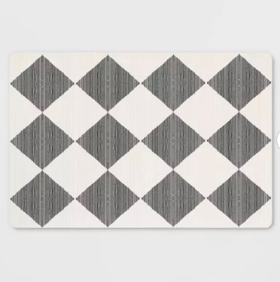 30" L x 20"W Low Profile Kitchen Mat Black Diamond