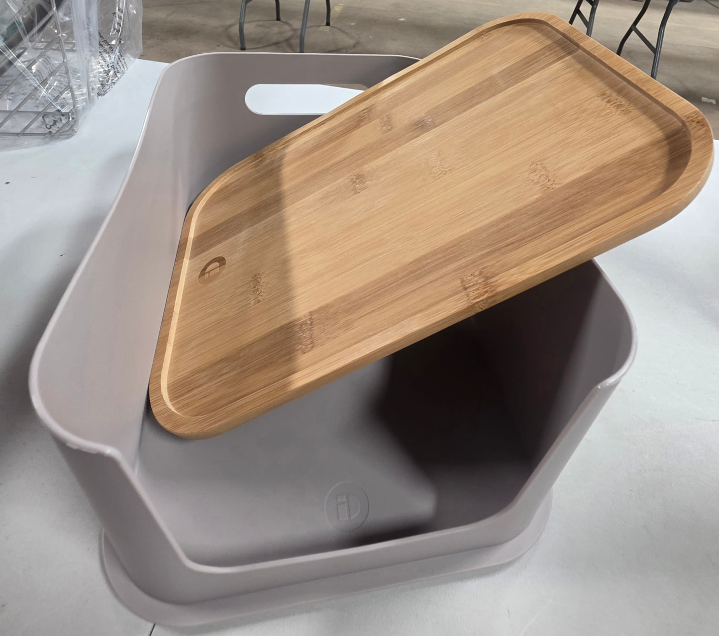 iDesign Plastic 11.9" Medium Open Front Storage Bin with Handle Grey