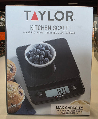 Taylor Digital Kitchen Glass Top 11lb Food Scale Black