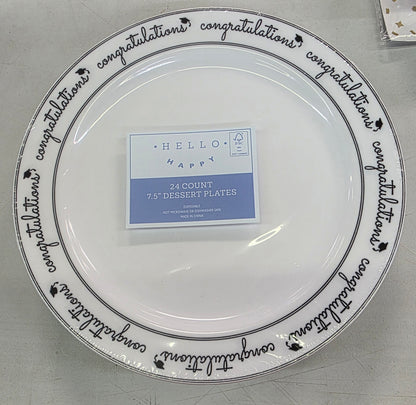 Congratulations Disposable Desset Plates 7.5" 24 count