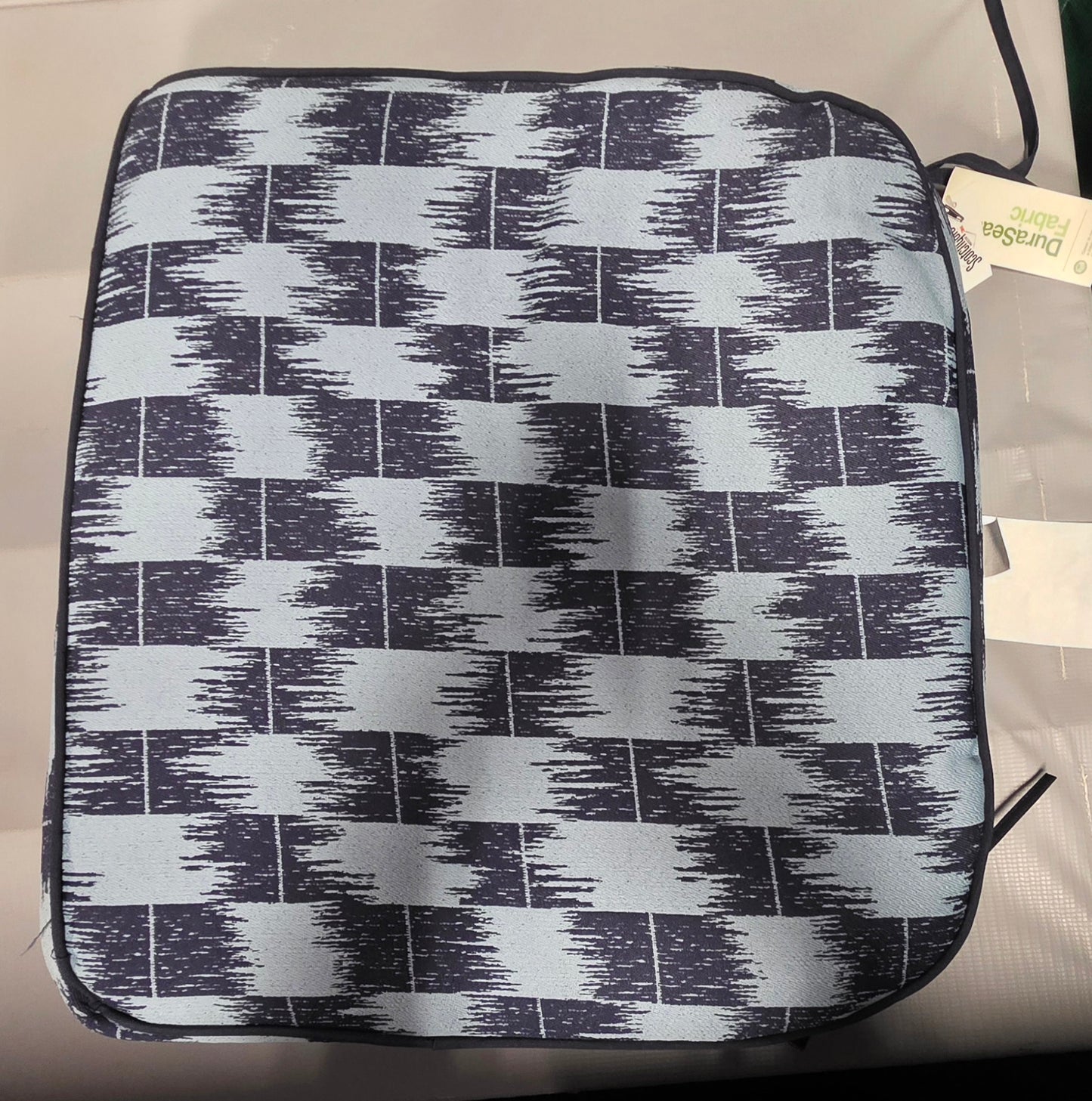 18"x20" Ikat Woven Curved Seat Cushion Light Blue/Navy - Threshold™ PICKUP ONLY