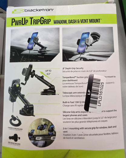 Bracketron PwrUp TripGrip Window/Dash Mount - Black