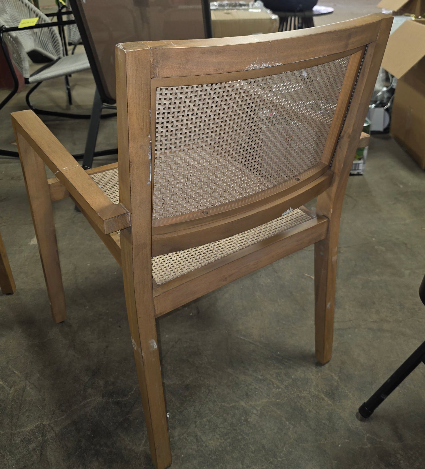 Wood Caning Stackable Patio Chair Brown - Threshold™ designed with Studio McGee. AS-IS PICKUP ONLY