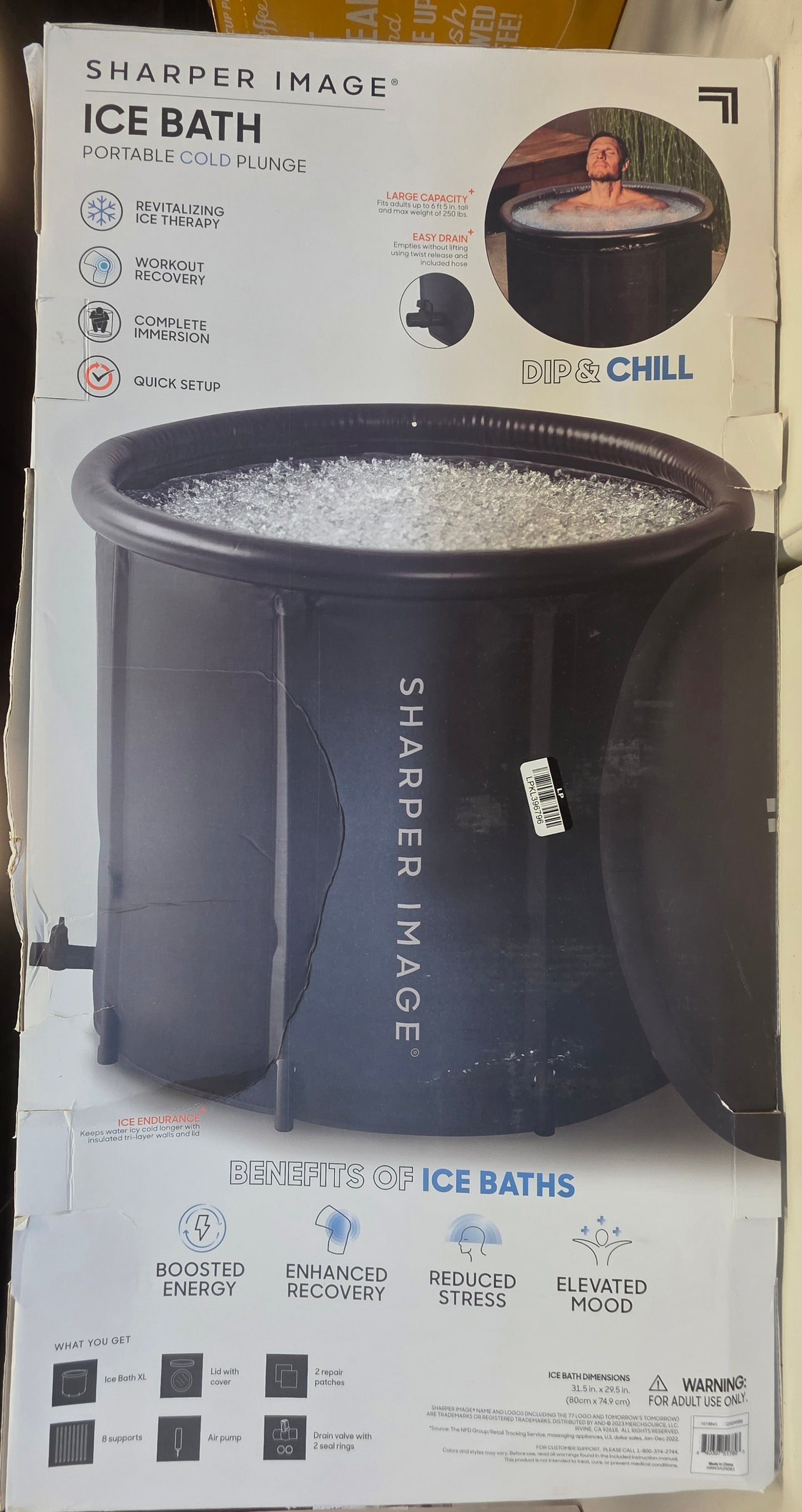 Sharper Image Ice Bath Portable Cold Plunge Revitalizing Ice Therapy Workout Recovery - Black PICKUP ONLY DAMAGE BOX