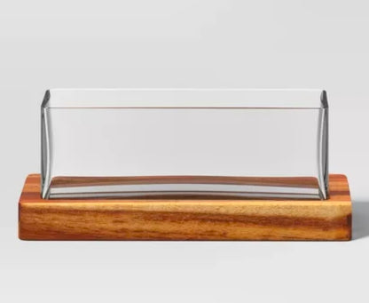 Medium Glass Terrarium with Wood Base Rectangular Natural Wood 10.83"x5.59"x4" - Threshold™