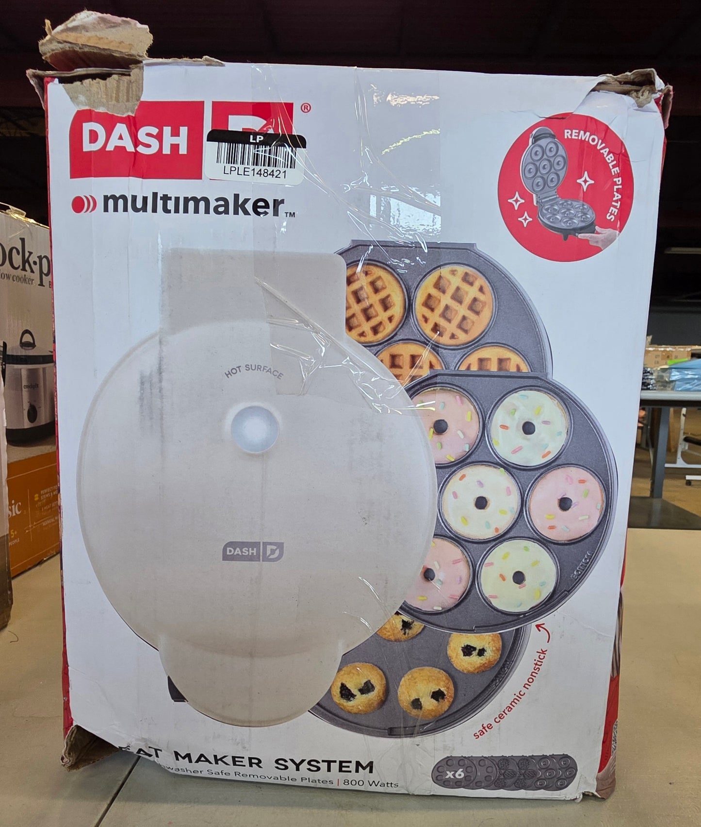 Dash MultiMaker Treat Maker System with Waffle Bite, Mini Donut, & Mini Cupcake Plates Cream: Nonstick, 7 Cavities, 800W