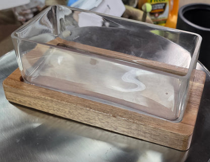 Medium Glass Terrarium with Wood Base Rectangular Natural Wood 10.83"x5.59"x4" - Threshold™