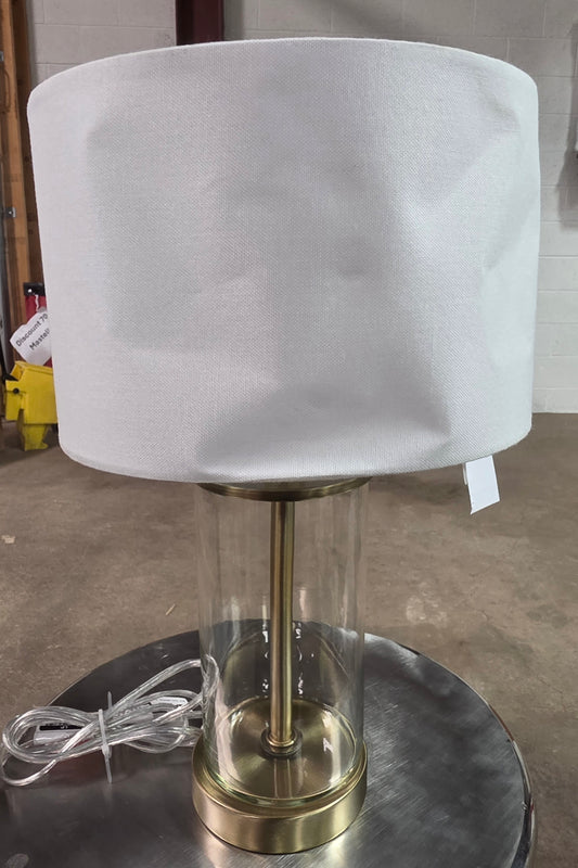 Fillable Accent with USB Table Lamp Brass - Threshold™: Modern Glass Nightstand Lamp