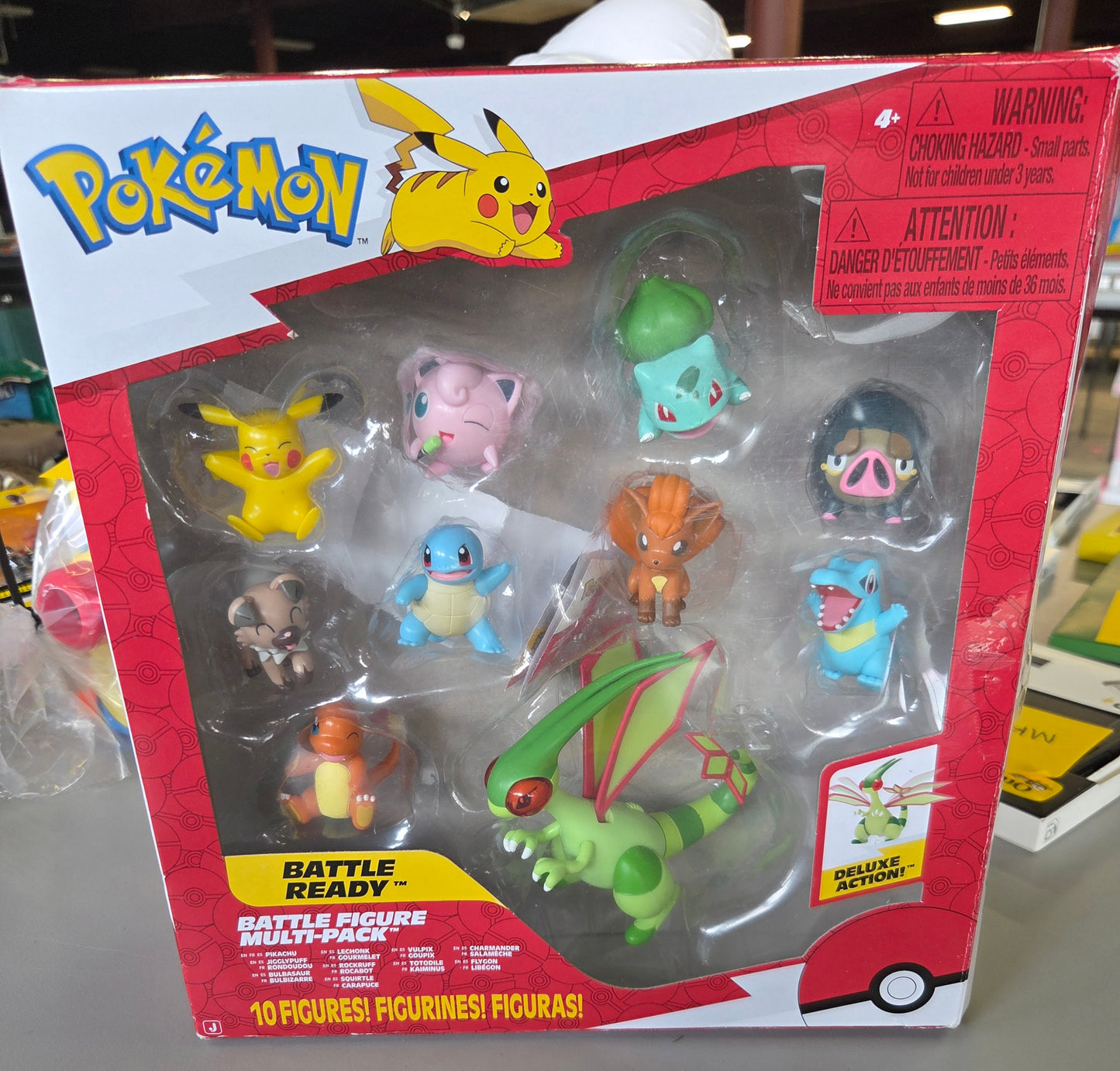 Pokemon battle figure 10pk - one 4.5in Flygon figure plus nine 2in battle figures - OPEN BOX