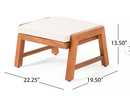 Christopher Knight Home Temecula Acacia Wood Ottoman with Cushion PICKUP ONLY