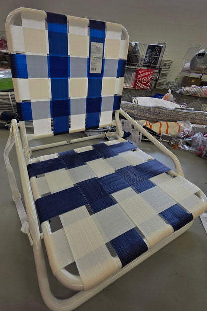 Webstrap Beach Sand Chair Navy Blue & White