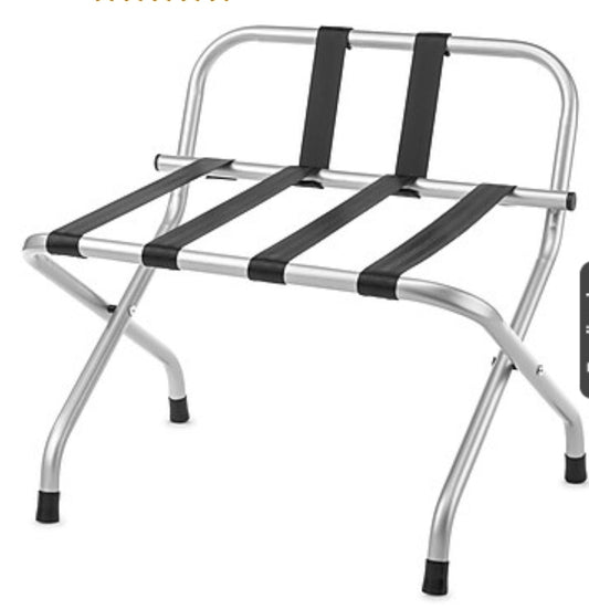 Whitmor Powder-Coated Metal Folding Luggage Rack with Backrest in Silver PICKUP ONLY