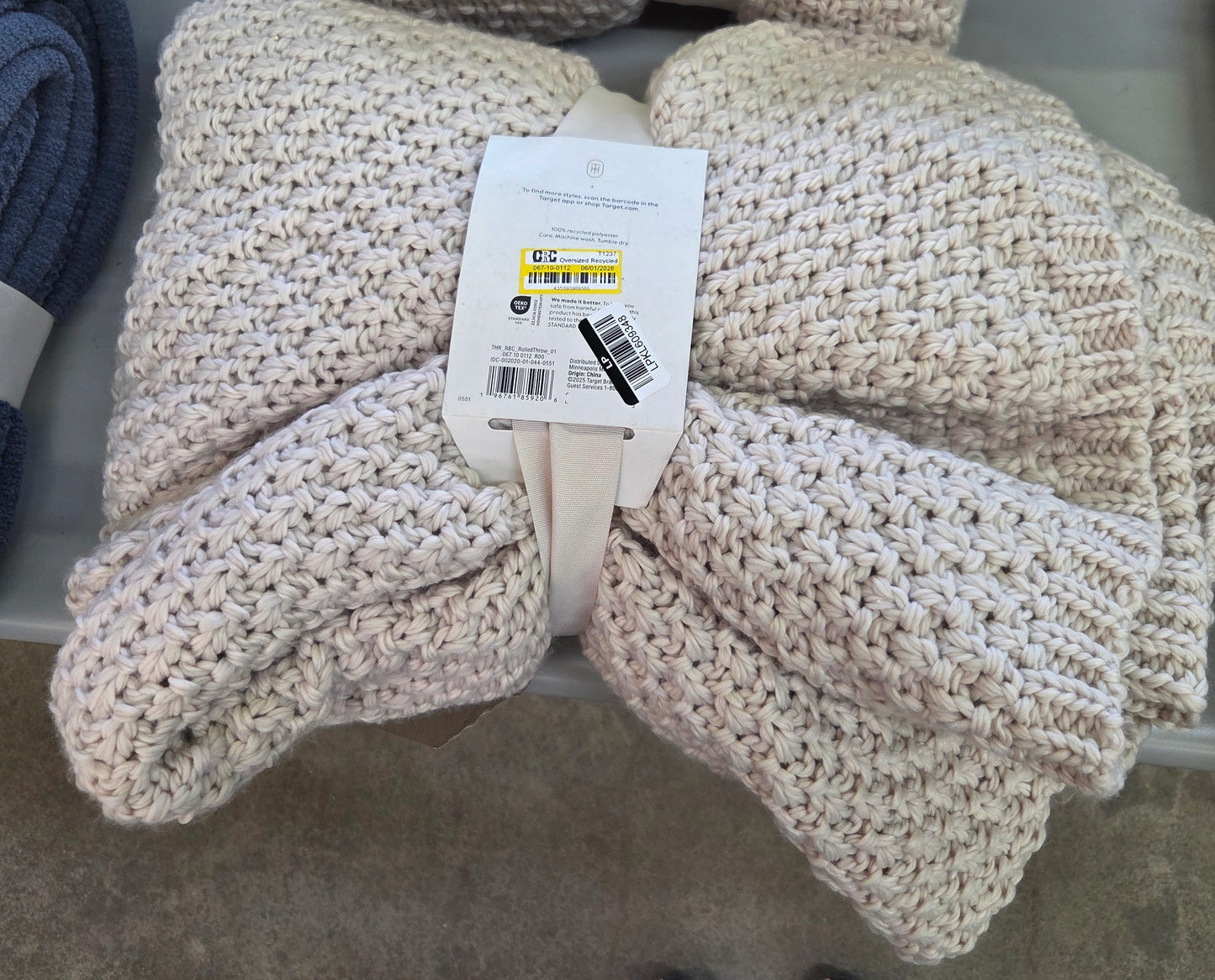 Oversized throw blanket 50in x 70in - AS IS - SOME KNOTS ARE LOOSE