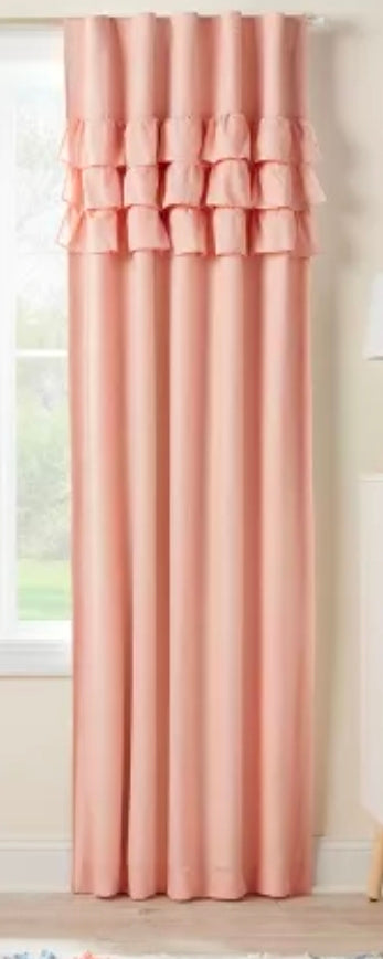 Blackout Curtain 42"W x 84"L Ruffle Blackout Window Curtain Panel Pink