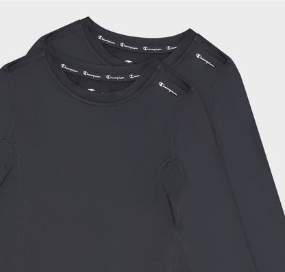 Champion Youth 2pk Compression Long Sleeve Shirt - Black/Black - XL